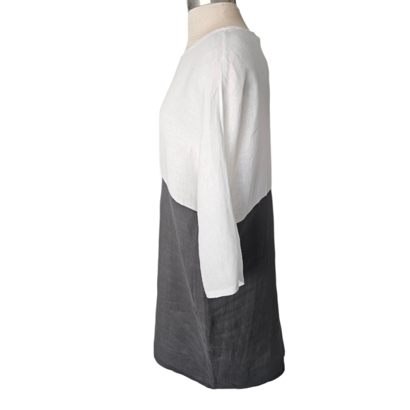 Vanessa Zani Linen Two Tone 3/4 Sleeves Dress - Picture 8 of 10